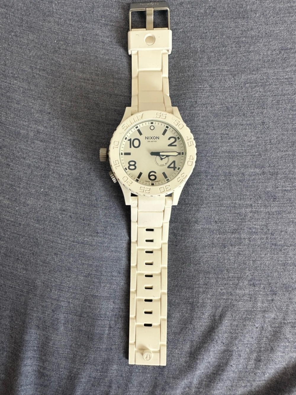 Nixon White Rubber Strap Watch with Matching Dial
